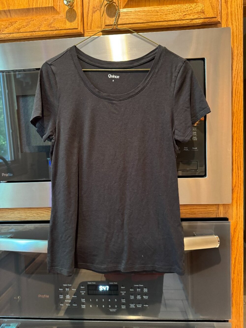 Quince Short Sleeve Pullover Scoop Neck Cotton Model Black T-Shirt S